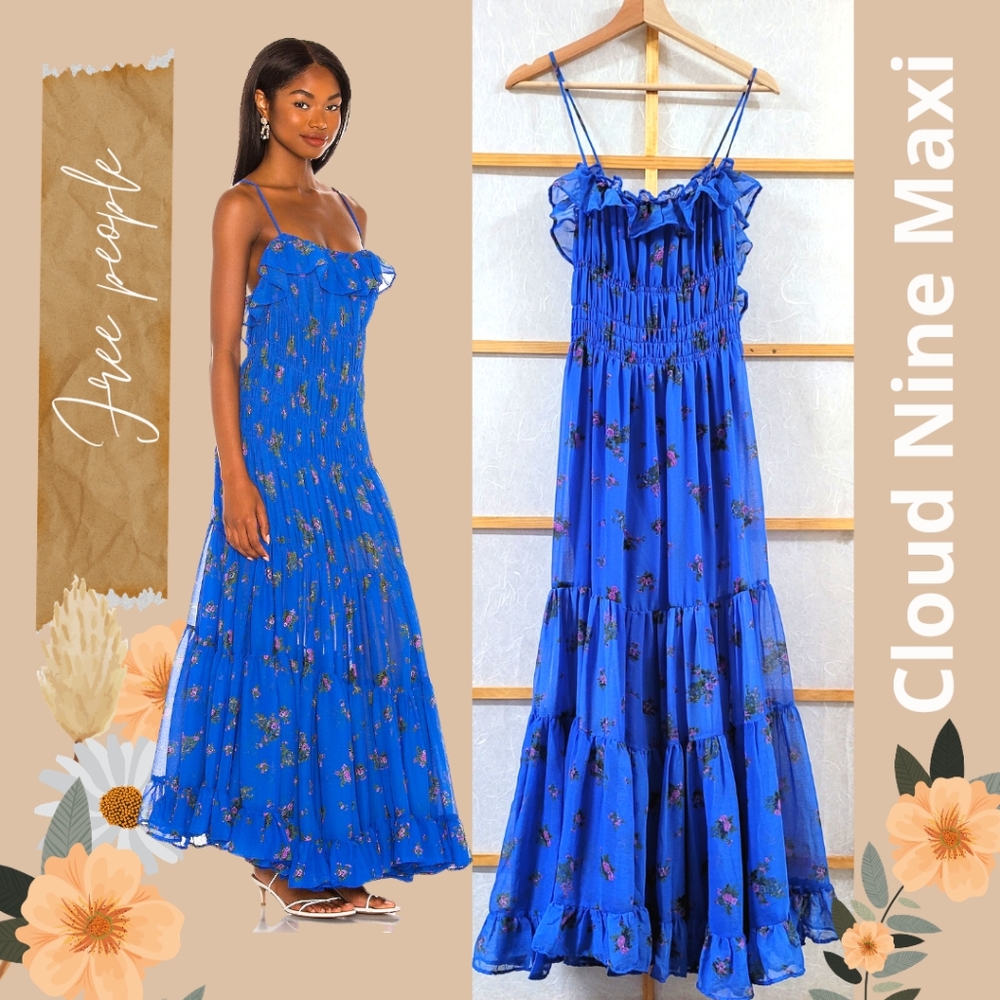 Free People Blue Floral Maxi Dress